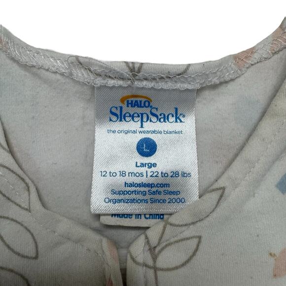HALO Sleep Sack Cotton Wearable Blanket Size Large 12-18 months Pink Leaf Bird - Picture 5 of 7